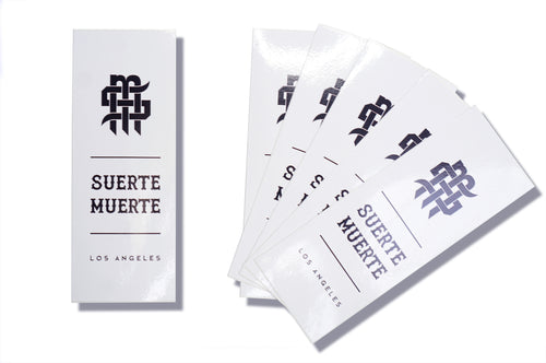 Suerte Muerte Logo (White) Sticker