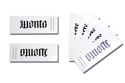 Suerte Muerte Ambigram (White) Sticker